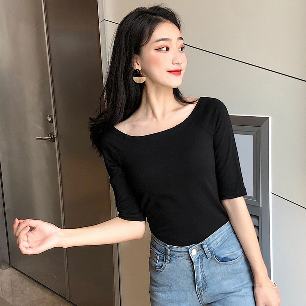 Women's Slim Fit Mid-Length Sleeve T-Shirt