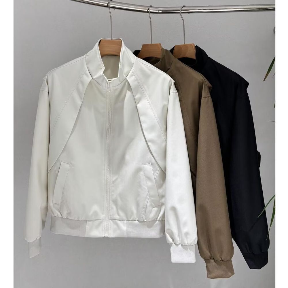 Men's Stand-up Collar Jacket Simple and Stylish Patchwork Casual Top